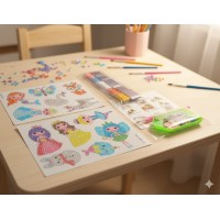 Дитячий творчий набір «Алмазна мозаїка: Принцеси» Princess набір для дитячої творчості 12 сяючих наклейок