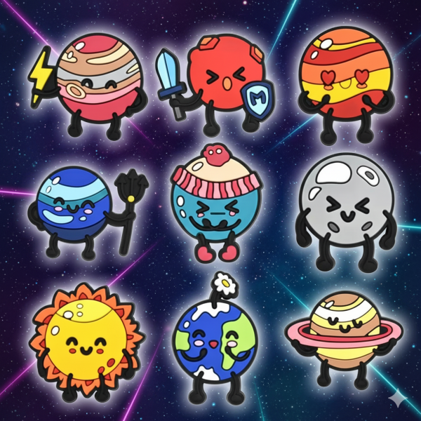 Джибітси планети сонячна система космос Jibbitz 9 шт аксесуари крокс прикраса