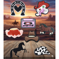 Джибітси ковбой техас захід кантрі вестерн кінь капелюх чобіт Jibbitz 8 шт аксесуари крокс прикраса