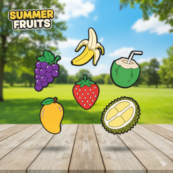 Джибітси фрукти fruits Jibbitz 6 шт аксесуари крокс прикраса