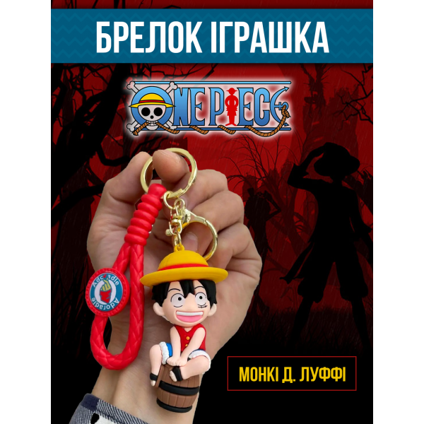 Брелок Ван Піс One piece Великий куш манга Монкі Д. Луффі Luffy Monkey Солом'яний капелюх на бочці для ключів 7,5 см