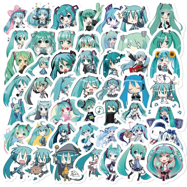 Стікери Хатсуне Міку Хацуне Hatsune Miku стікерпак наклейки набір наклейок 64 шт