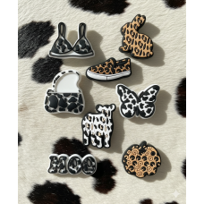 Джибітси леопардовий принт leopard print Jibbitz 8 шт аксесуари крокс прикраса