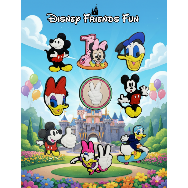 Джибітси Міккі Маус Mickey Mouse Дісней Jibbitz 9 шт аксесуари крокс прикраса