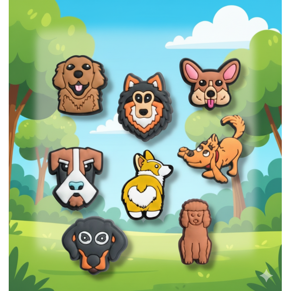 Джибітси собаки домашні тварини Dog Jibbitz 8 шт аксесуари крокс прикраса