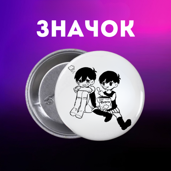 Значок Оморі Omori на шпильці на рюкзак 44 мм 1 шт