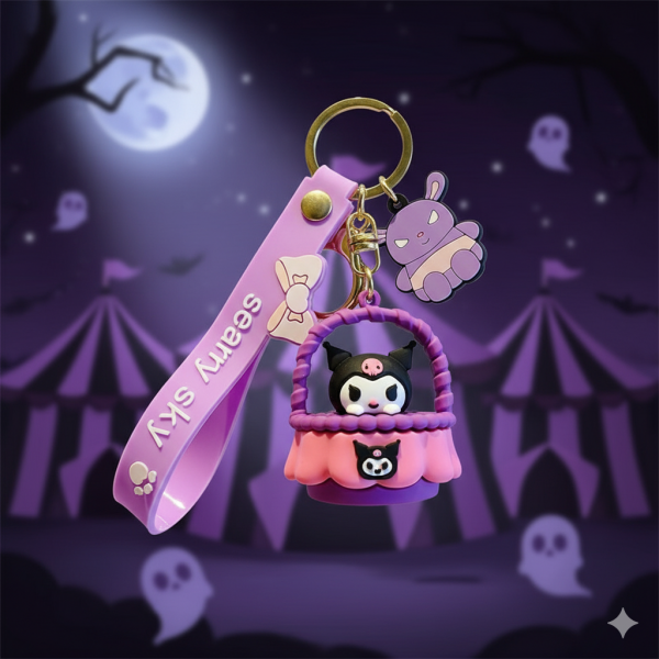 Брелок Куромі Sanrio Kuromi підвіска фігурка аніме силіконовий тримач для ключів 6,5 см