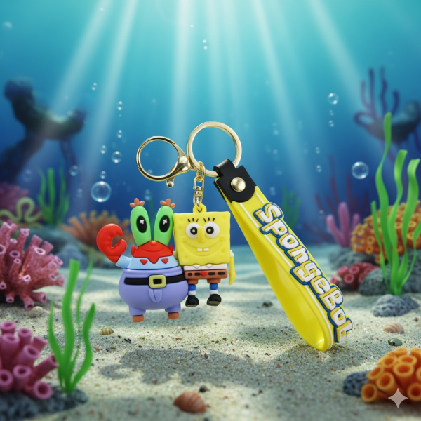 Брелок Губка боб Спанч Боб Квадратні Штани + Містер Крабс SpongeBob фігурка іграшка для ключів, рюкзака, сумки 7 см