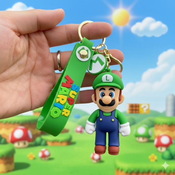 Брелок Супер Маріо Луїджі Super Mario Luigi зелений капелюх фігурка іграшка для ключів, рюкзака, сумки 7 см