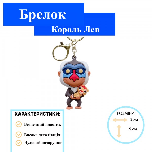 Брелок Король Лев Рафік Rafik The Lion King дитячий брелок на рюкзак, ключі 5 см