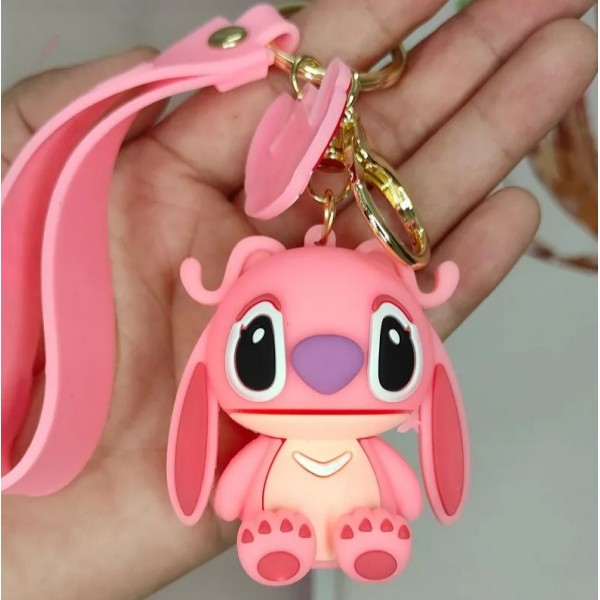 Брелок Ліло та Стіч рожевий з довгими вухами дитячий брелок на рюкзак, ключі 5 см