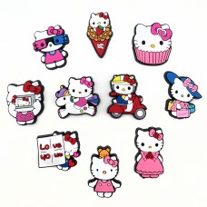 Хеллоу Кітті наклейки Hello Kitty стікери Джібітси 3D 10 шт аксесуари