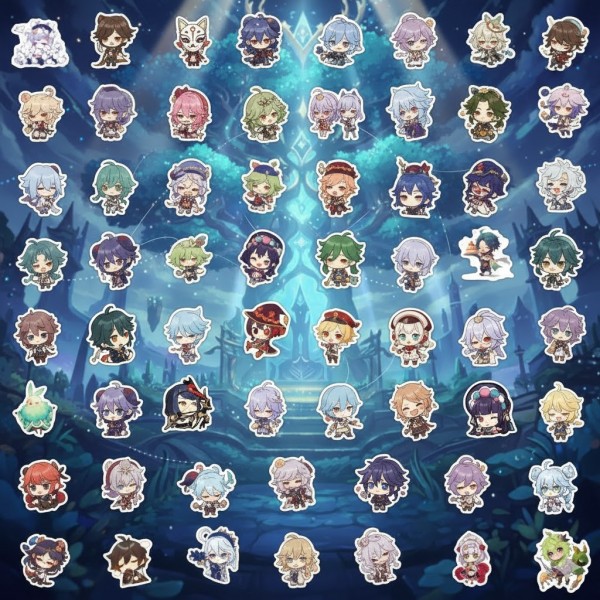 Стікери Геншин Імпакт Genshin Impact стікерпак наклейки набір наклейок 62 шт