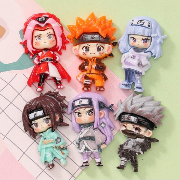 Стикеры Наруто 3D Наруто Naruto Саске Какаши Хината Сакура аксессуары изделия из смолы 3,5 см 6 шт