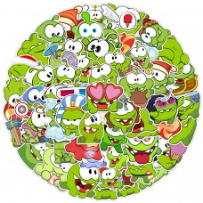 Ам ням стикеры, Cut the Rope, Om nom, 3Д, стикерпак, наклейки, 48 шт, набор, детские, для творчества, подарок