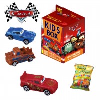 Тачки Cars Kids Box іграшки з жувальним мармеладом в коробочці солодощі та іграшки Гвідо, Луїджі, Матер, Філмор