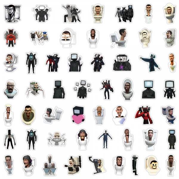 Стікери Скібіді Туалет skibidi toilet стікерпак наклейки набір наклейок 50 шт