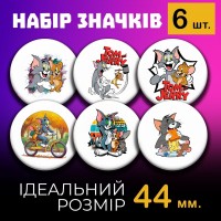 Значки Том и Джерри Tom and Jerry на булавке 44 мм набор 6шт