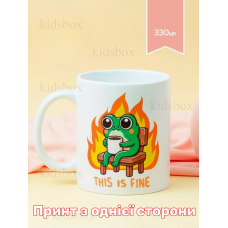 Кружка мем з принтом керамічна чашка This is fine 330 мл