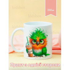 Кружка Пташка з кавою з принтом керамічна чашка 330 мл