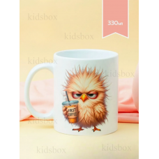 Кружка Пташка з кавою з принтом керамічна чашка 330 мл