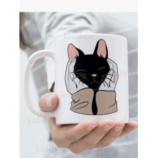 Кружка котик з принтом керамічна чашка кошка 330 мл