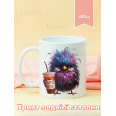 Кружка Пташка з кавою з принтом керамічна чашка 330 мл