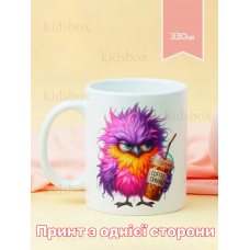 Кружка Пташка з кавою з принтом керамічна чашка 330 мл