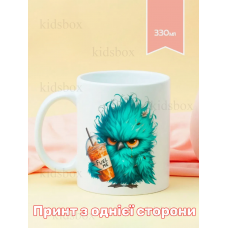 Кружка Пташка з кавою з принтом керамічна чашка 330 мл