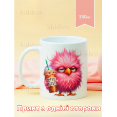 Кружка Пташка з кавою з принтом керамічна чашка 330 мл