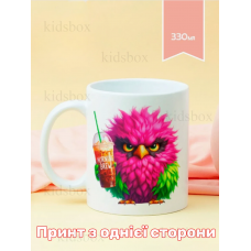 Кружка Пташка з кавою з принтом керамічна чашка 330 мл