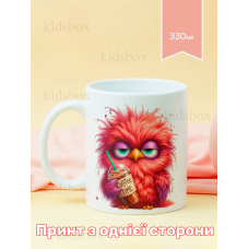 Кружка Пташка з кавою з принтом керамічна чашка 330 мл