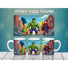 Кружка Сімпсони Гомер Мардж Барт Ліза з принтом керамічна чашка Simpsons 330 мл