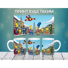 Кружка Сімпсони Гомер Мардж Барт Ліза з принтом керамічна чашка Simpsons 330 мл