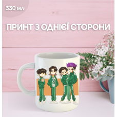 Кружка Гра в кальмара з принтом керамічна чашка Squid Game 330 мл