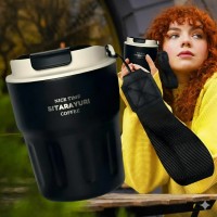 Портативна сталева термокружка з подвійними стінками та герметичною кришкою 290мл. 0667 Sitarayuri Чорний