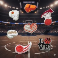 Джибітси баскетбол basketball спорт sport м'яч світяться в темряві 7 шт аксесуари крокс прикраса Dz_131_2
