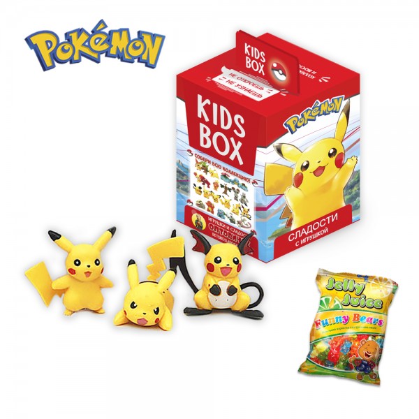 Покемоны Pokemon Свитбокс Sweetbox Kidsbox Кидсбокс с коллекционнай фигуркой и жевательным мармеладом