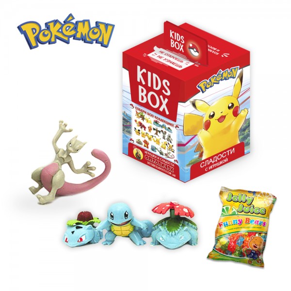 Покемоны Pokemon Свитбокс Sweetbox Kidsbox Кидсбокс с коллекционнай фигуркой и жевательным мармеладом