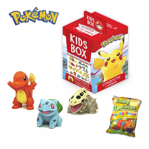 Покемоны Pokemon Свитбокс Sweetbox Kidsbox Кидсбокс с коллекционнай фигуркой и жевательным мармеладом