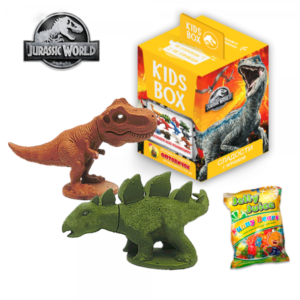 Світ юрського періоду Світбокс Кідсбокс фігурка колекційна та жувальний мармелад з натуральним соком