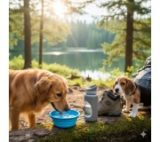 Портативна дорожня поїлка для собак з чашею